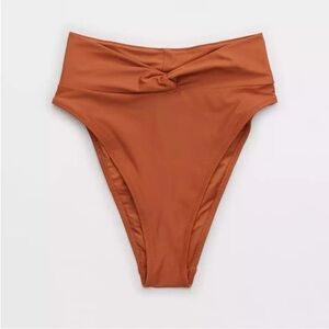 Aerie • NWT Brown Twist High-Waisted Bikini Bottom